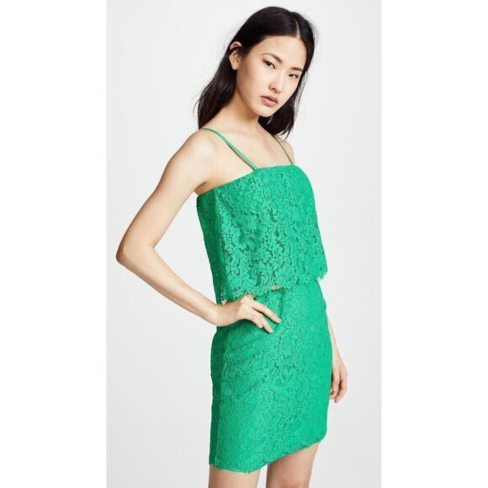 BB Dakota RSVP Cici Green Lace Scalloped Strapless Mini Dress Sz 6 New